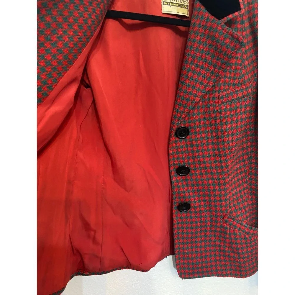 Vintage‎ Aimee Winnetka Blazer Red Black Houndstooth Size S/M